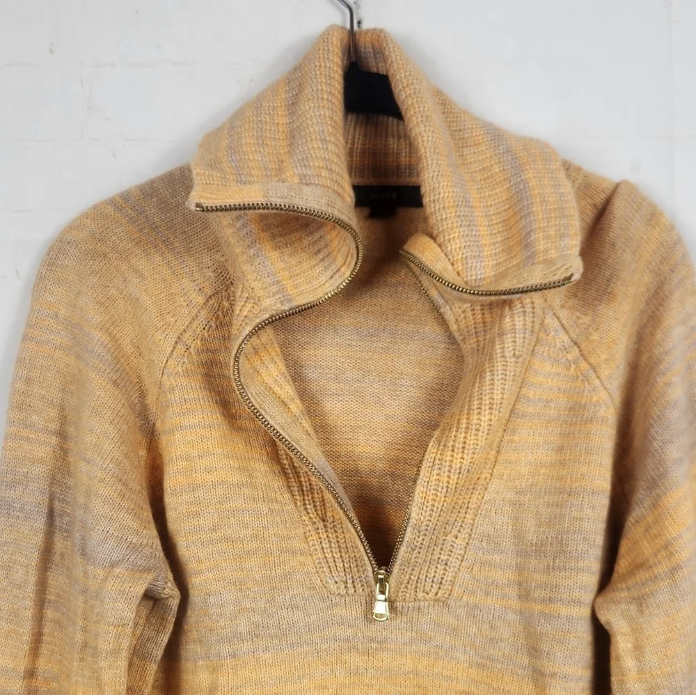 J.Crew Preppy Italian Space-Dyed Wool Blend Half-Zip Funnel Neck Sweater Small